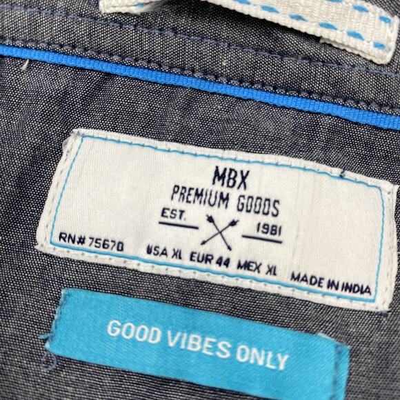 MBX Premium Goods Hawaiian Button Up Shirt Mens XL Blue Floral Beach NWT - Picture 6 of 10